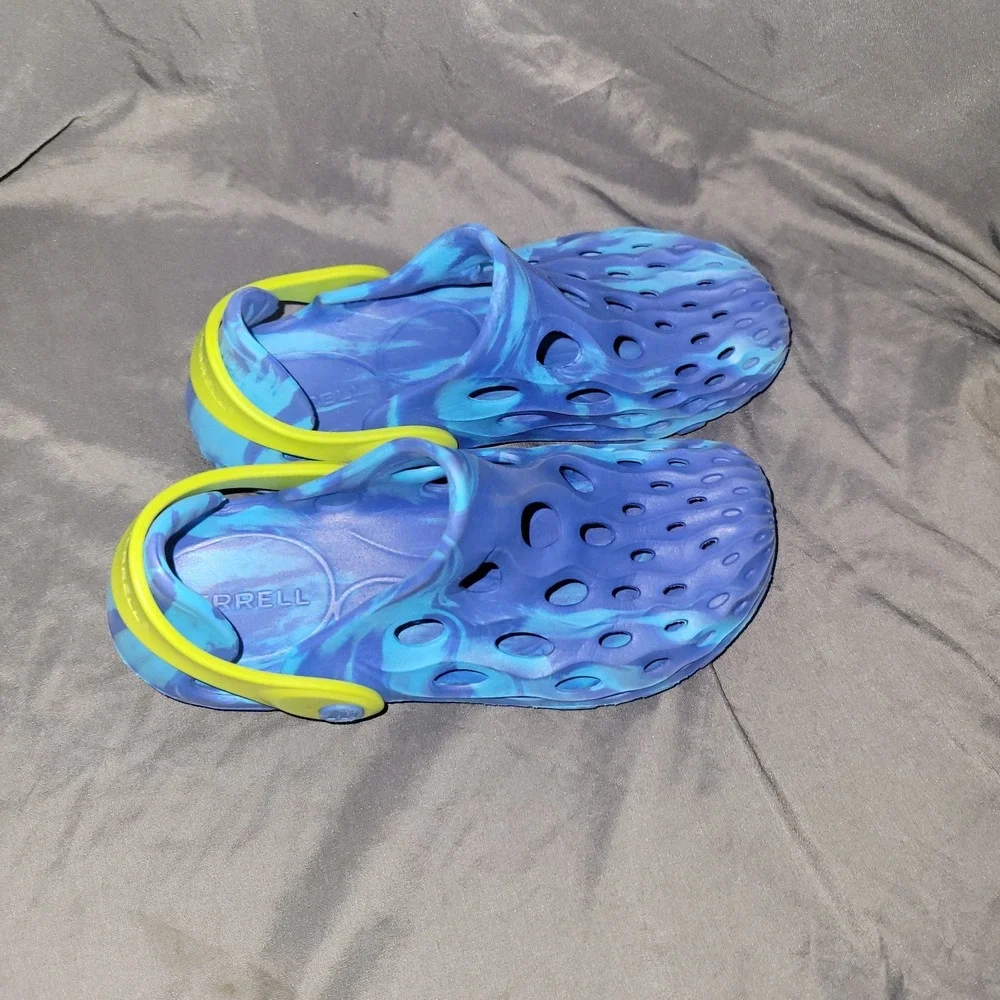 Merrell Kids Hydro Moc Shoes Size 1 Blue Green Water Slip On Sandals